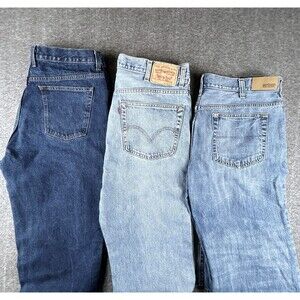Lot of 3 Mens Jeans Sz 38x30 Levis 505 Red Head Relaxed Straight Fit Light Wash